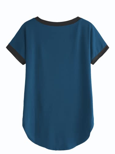 Image of Fabricorn Women's Short Sleeve Up and Down T-Shirt with Black Colour Rib