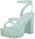 YOKI-ASTER-08 Women's Open Toe Chunky High Heeled Sandals, Mint, 8 M US