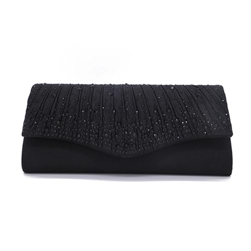 LUKLUKTAISUN 2026 Dressy Evening Bag for Women Rhinestone Formal Purse Envelope Handbag Bridal Wedding Minimalist Clutch(Black)