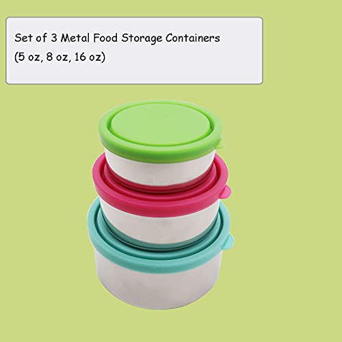 Ksooly 18/8 Stainless Steel Food Storage Containers With Leakproof Lids | Metal Snack Containers (5Oz, 8Oz, 16Oz), Set Of 3 | Easy To Open, Durable, For Snacks, Lunches, Sauces #TOP1
