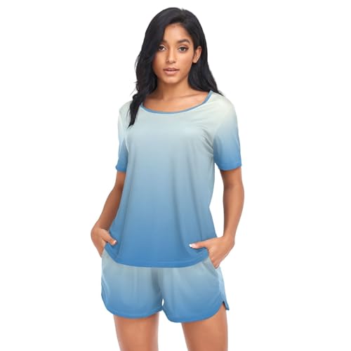 Pyjama violet rose dégradé manches courtes respirant pour nuits fraîches - 4