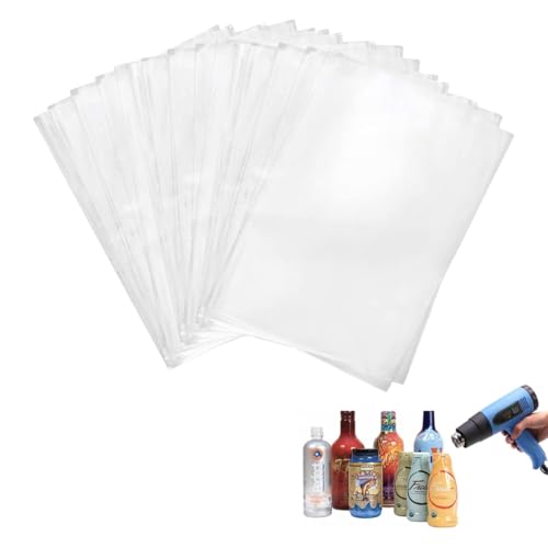 Image of Shrink Wrap Bags, 200 PCS 7x10 Clear PVC Heat Shrink Bags for Books | Crystal Clear PVC Shrink Bags for Books, DVD Cases, Photo Frames, Gifts & Retail Packaging