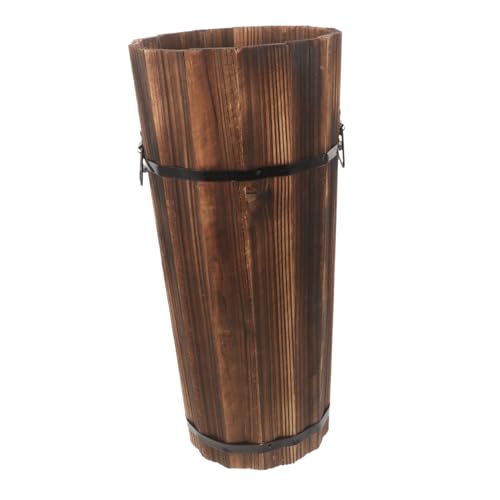 Porte-parapluie en bois marron Levemolo moderne et stable pour l'entrée