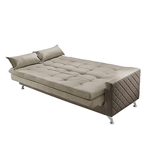 Sofá Cama 3 Lugares Viena Ref 11 Luxury Estofados Bege/capuccino