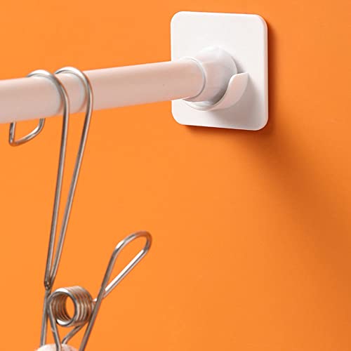 4pcs Adhesive Shower Curtain Rod Holder, U Shape Closet Rod Bracket, Drapery Hook Holders, Fixing Rod Holder for Wall Stick on Drill Free, Not Include Shower Curtain Rod