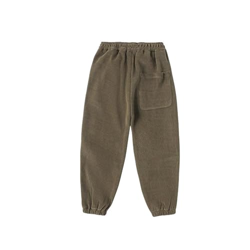 Boys Sweatpants Casual Drawstring Elastic Waist Corduroy Pants with Pockets Stretch Fashion Lounge Fall Trouser 2-15Y4