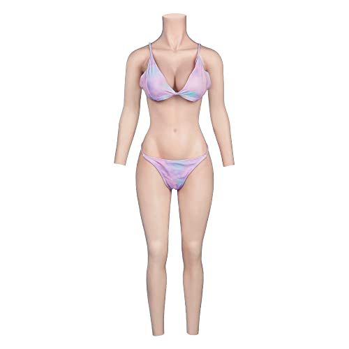 Minaky Faux Seins Silicone Bodysuit Silicone Panty Crossdresser Leotard Slips d'homme pour Crossdresser et cosplay transgenre(C Cup,Blanc) Cover