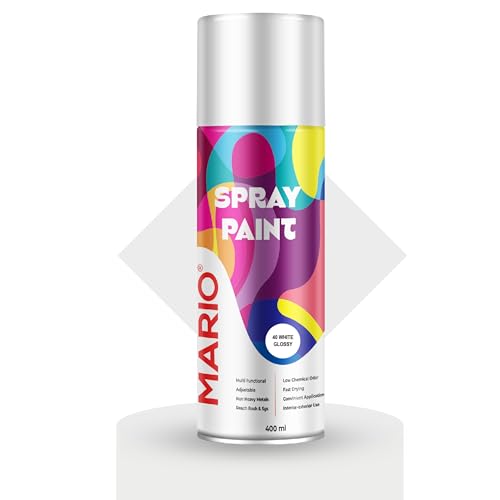 Image of Mario Spray Paint - 40 White Glossy (400ml) | Glossy White Spray Paint for Metal, Wood, Plastic, Walls & Automotive Use