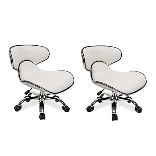 MAYAKOBA SET OF 2 Nail Salon Pedicure Stool UMI Pedicure Chair Short Adjustable Comfort Pneumatic Pump Salon Furniture & Equipment, White