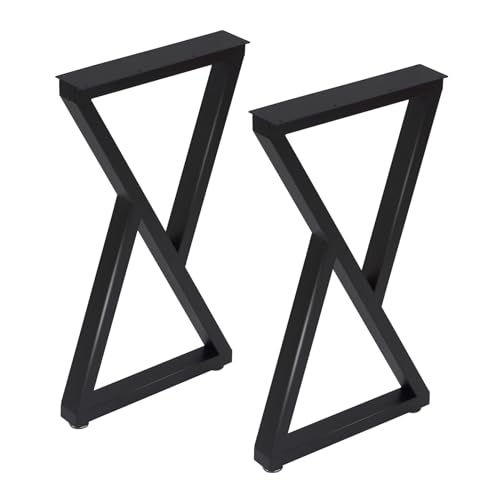 Taelakeni 28 Inch Metal Desk Table Legs, Heavy Duty Industrial Style Dinning Table Leg with Adjustment Feet Pads, Double Triangle