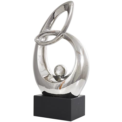 Escultura decorativa abstracta de cerámica plateada 14x7x25 pulg miniatura 7