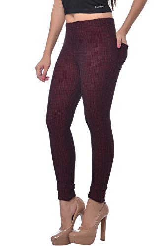Image of Frenchtrendz Women's Cotton Spandex Jacquard Stretchable Slim Fit Jegging with Back Pockets