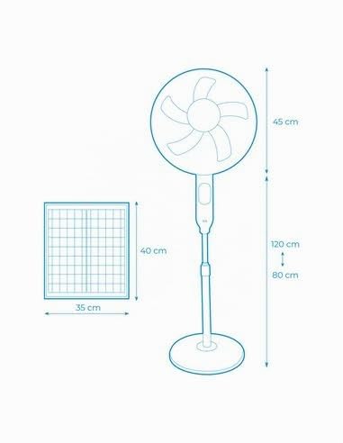 EDM Ventilador de Pie 33523 Blanco 25 W Solar