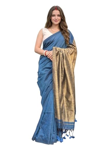 Image of Designer Cotton Saree with Floral Print Blouse, Maroon and Mint Green, Tasseled