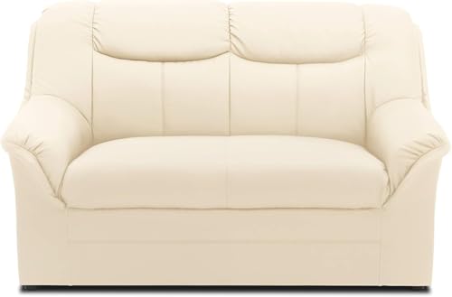DOMO. collection Berlin Sofa/klassisches 2er Sofa/Zeitlose Garnitur mit weichem Kunstleder/Maße: 143/90/89 cm (B/T/H) / Farbe: beige (weiß) DOMO. collection Berlin Sofa/klassisches 2er Sofa/Zeitlose Garnitur mit weichem Kunstleder/Maße: 143/90/89 cm (B/T/H) / Farbe: beige (weiß)