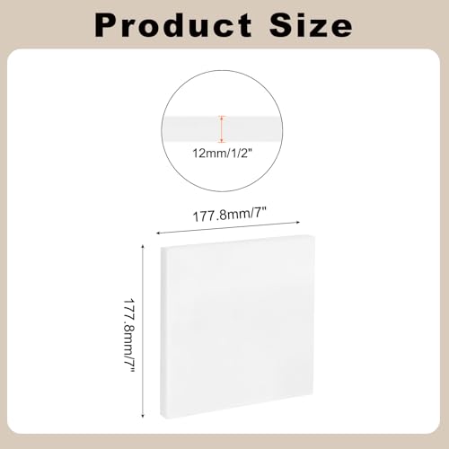Image of MECCANIXITY UHMW Sheets, Hard Ultra High Molecular Weight Polyethylene Sheets Plastic Sheet, 7 inch x 7 inch x 1 /2, White
