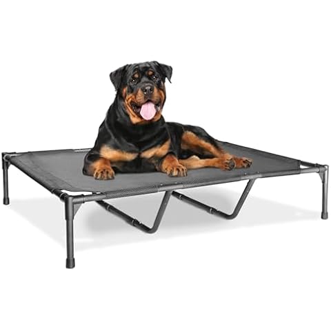 Bestio Elevated Dog Bed 49x33x9 Inch,Outdoor Dog Bed for Large Dogs,Cooling Elevated Dog Bed for Camping or Beach, Dog Cot Bed with Washable Breathable Teslin Mesh Cover