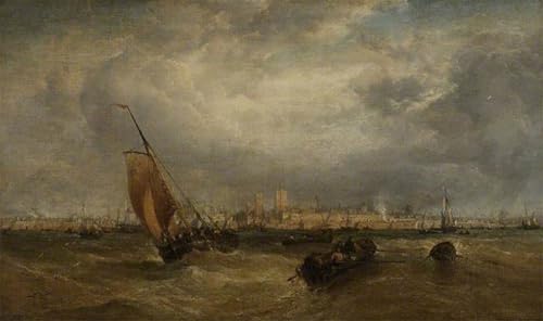 Toile peinture murale port de Portsmouth pour habiller un grand mur