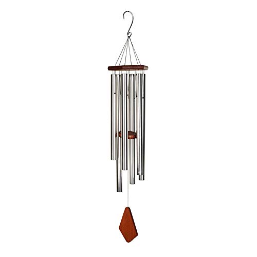 Libl Vent de Jardin Carillon extérieur, Fait à la Main de Jardin Carillon 6 Tube Grand en Bois d'aluminium métal Musique Corde Vent carillon-42 Pouce 100 cm Long, croustillant et agréable Ton,Silver