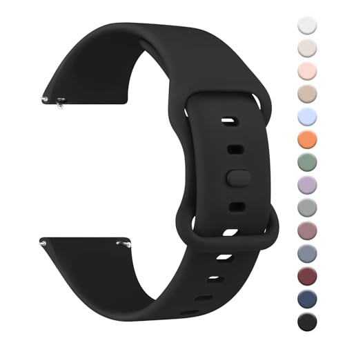 Mugust Correa para 22mm Reloj Inteligente Smartwatch,Liberación Rápida de Silicona Sport Suave Pulseras de Repuesto para 22mm Reloj para Hombre y Mujer(Negro)