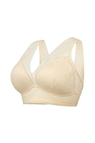 Womens Wireless Bra Daisy Lace Bralettes Comfort Everyday Bras(Apricot,M) - image 1