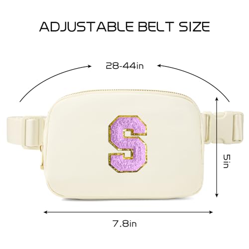 Image of Gitus Gifts for 8 9 10 11 12 Year Old Girls Belt Bag Fanny Pack Crossbody Bags with Initial Letter Patch Cute Stuff Birthday Gifts for Teen Girls Women Personalized Trend Stuff (Ivory-S)