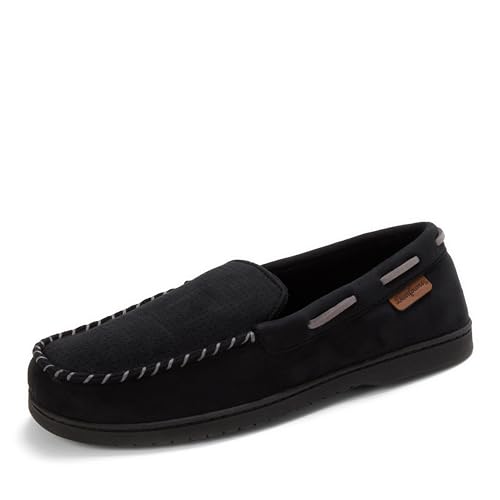 Image of Dearfoams Men's Keaton Moccasin House Shoes With Memory Foam, Indoor Slippers With Wide Widths