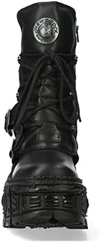 New Rock WALL373-S5 Mens Black Leather Platform Goth Boots 8.5 | Image 4