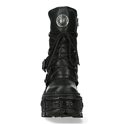New Rock WALL373-S5 Womens Black Leather Platform Goth Boots4