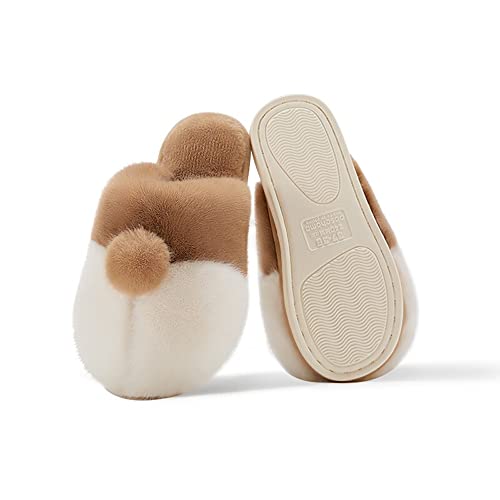 KBIKO-zxl Zapatos de piel para el hogar, pantuflas de algodón para mujer, pantuflas de invierno para interiores con dibujos animados para padres e hijos, pantuflas cálidas de algodón de felpa para par Cover