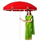 RAINPOPSON Balcony rooftop patio garden umbrella 7Ft cantilever rust resistant pole for balcony rooftop patio cafe AB_101 (Red)