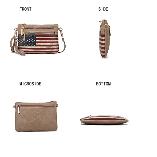 Image of MKF Collection Crossbody Bag for Women, American Flag Shoulder Bag, Vegan Leather Wristlet Bag Handbag Purse by Mia K