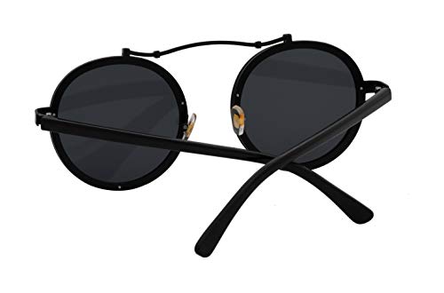 J&L Glasses Vintage Round Steampunk Sunglasses Metal Frame For Men or Women 17624