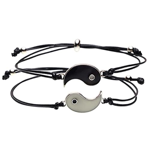 XIANJUN Bracelet en corde réglable Yin Yang fait à la main pour bracelet à breloques en corde tressée adapté pour l'amitié et les relations de couple Cover