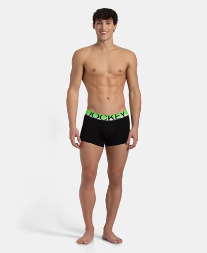 Image of Jockey FP03 Men's Super Combed Cotton Rib Solid Trunk with Ultrasoft Waistband Black New M
