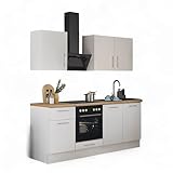 Turin Moderne Küchenzeile mit Elektrogeräten in Weiß, Artisan Eiche Optik - Geräumige Einbauküche mit viel Stauraum - 210 x 211 x 60 cm (B/H/T)