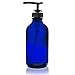 PREMIUM VIALS CREATIVE PACKAGING SOLUTIONS 4 Oz Glass Boston Round Bottle (Blue) with Pump (Set of 4)