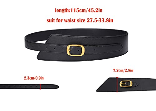 Ayliss Women Waist Belt Faux Leather Irregular Vintage Wide Dress Belt Retro Wide Waist Cinch Belt for Jumpsuit Coat Costume2