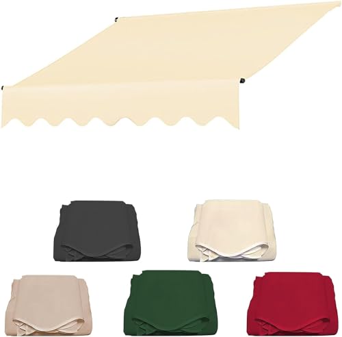 Tenda da sole da esterno in poliestere resistente ai raggi UV, con morsetto, telo impermeabile per terrazza e balcone, beige, 2 m