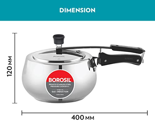 Borosil Pronto Induction Base Stainless Steel Pressure Cooker 3L