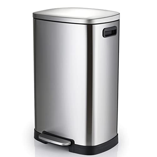 BNUTFRDD Cubo de Basura Pedal Tipo de Acero Inoxidable Flip Basura Puede DE Pueblo Papa PUBLICA Oficina PUBLICACIÓN Cabra RESIDUOS Capacidad 50 litros Papelera de Reciclaje