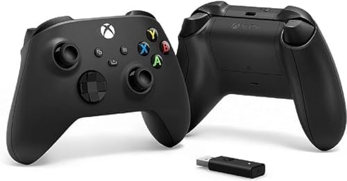 Xbox 1VA-00002 Kontroler Bezprzewodowy z Adapterem, Czarny, 1 Sztuka