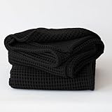 Viva Maison Premium Black Waffle Bath Towels Pack of 2 Extra Large 35x71 inch - 100% Turkish Cotton, Waffle Weave, Quick Dry, Lint Free, Oversized, Thin Bath Sheet Towel (Black, Set of 2 Bath Towels)