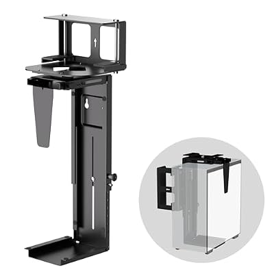 Pholiten Under Desk CPU Mount, Universal Desk Leg CPU Mount, 3.94 to 11.61 Inch Wide Computer Case CPU Hanger Holder, Table Beam CPU Mount Bracket Computer Tower Wall and Under Counter Holder