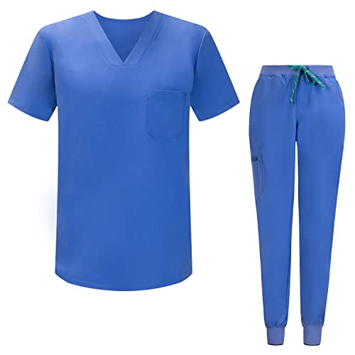 MISEMIYA - Unisex-Schrubb-Set - Medizinische Uniform mit Oberteil und Hose ref.8178 - Small, Celeste TRS