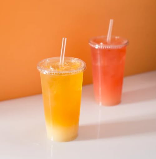 107mm Clear Flat Lids with Straw Slot for PET Cold Clear Cups for 32OZ (500)