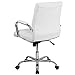 Flash Furniture Whitney Mid-Back Swivel LeatherSoft Desk Chair with Padded Seat and Armrests, Adjustable Height Padded Office Chair, White/Chrome