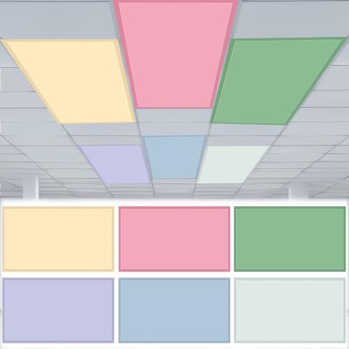 Image of VIHOSE 6 Pcs Fluorescent Light Covers for Ceiling Lights Classroom Magnetic Light Covers Classroom Filters Office School Drop Ceiling, 4 x 2 ft(Colorful)