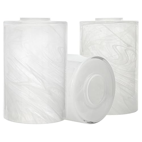 GoldSwift 3 Pack White Alabaster Glass Replacement Globe & Shade, 6-1/16" Tall, 1-5/8 inch Fitter, Soft Light Cylinder Glass Lamp Cover for Chandelier Pendant Light Wall Sconce Light Fixtures by GoldSwift - Used condition - US$24.84