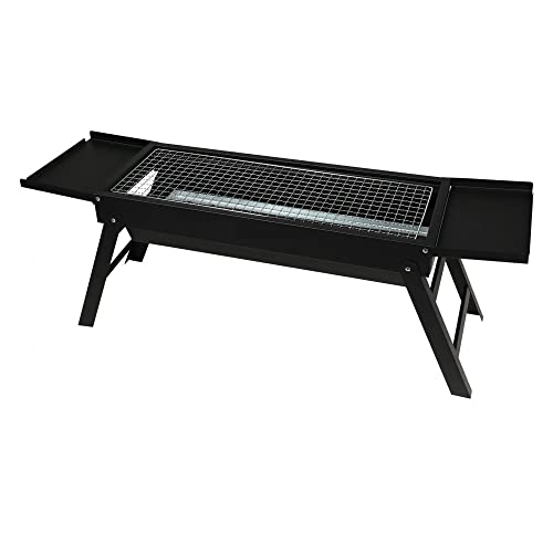 Parrilla de carbón portátil de 23 pulgadas, parrilla de gas propano con parte superior plana, parrilla plegable compacta, parrilla de barbacoa de acero resistente, mini ahumador para viajes, cocina al
